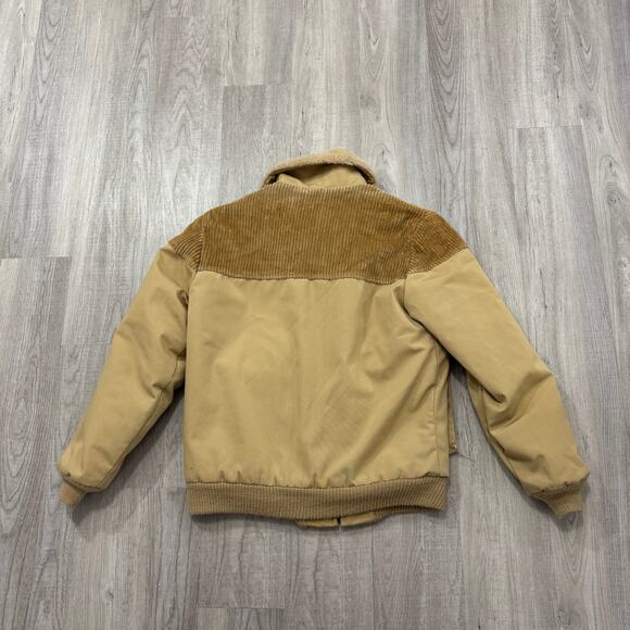 Vintage Sovereign Sportswear Jacket Men's Small Tan Fur Lined Bomber Army Flight - Picture 6 of 7